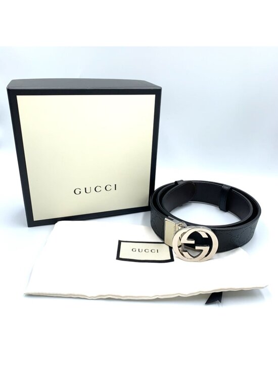 Gucci Interlocking Reversible Leather Brown Black Belt Silver main image 5